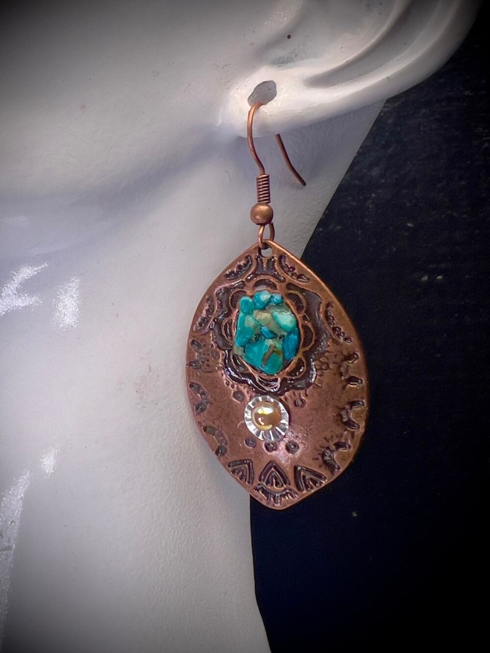 Stunning Handmade Copper & Genuine Turquoise Drop Earrings